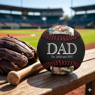 Papa Est. White Bold Minimale Text 3 Fotos Baseball