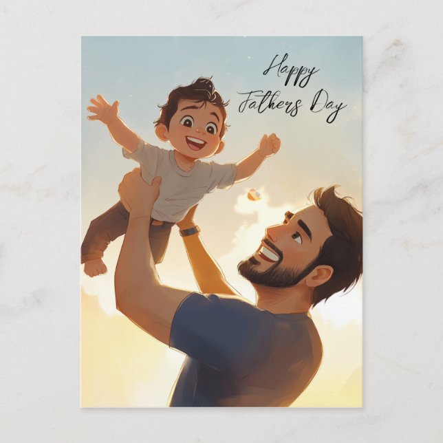 Papa et son fils jouent à la fête des pères Carte  (Devant)