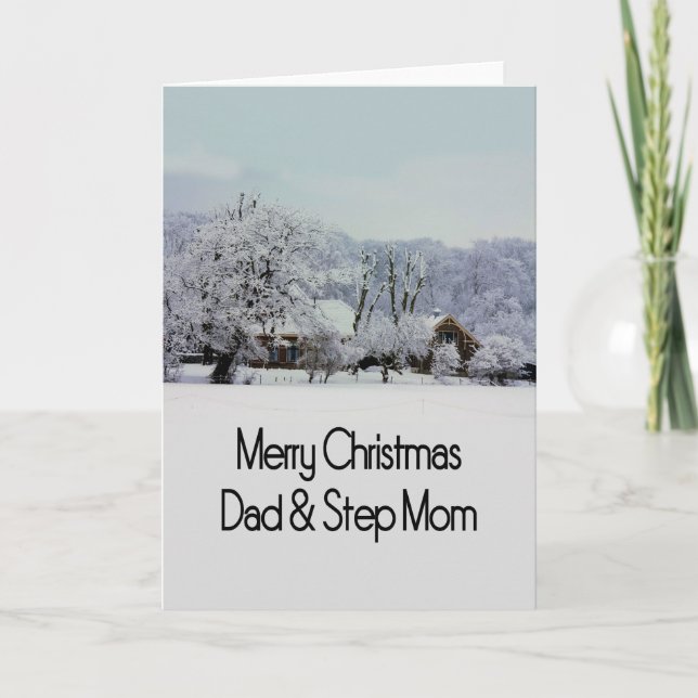 Papa et Step Maman Joyeuse carte de Noël (Devant)