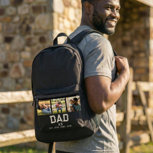 Papa etablierte Jahre Fett Schwarz 3 Foto Bedruckter Rucksack
