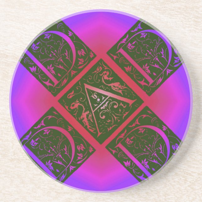 Papa Fancy Texte Violet Dessous de verre rouge (Devant)