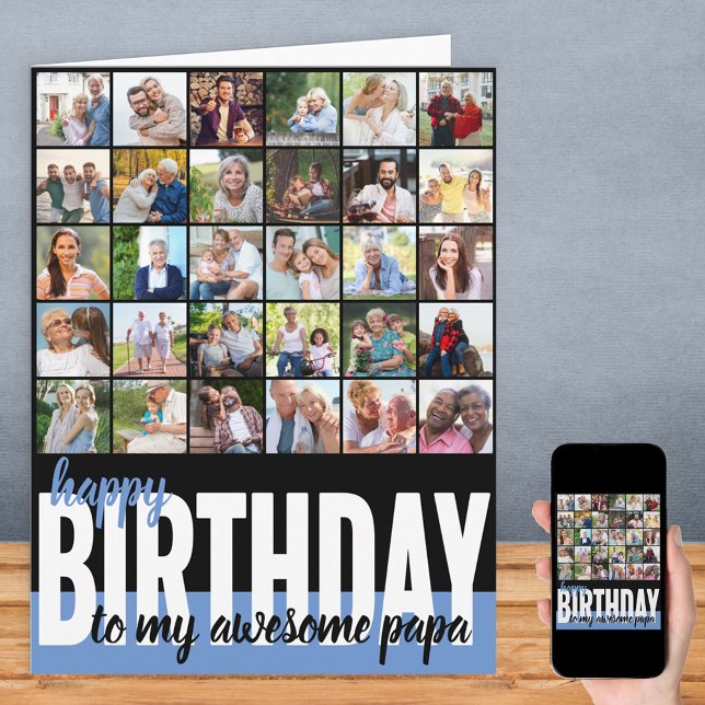 Papa Foto Collage 31 Picture Happy Birthday Card Karte (Von Creator hochgeladen)