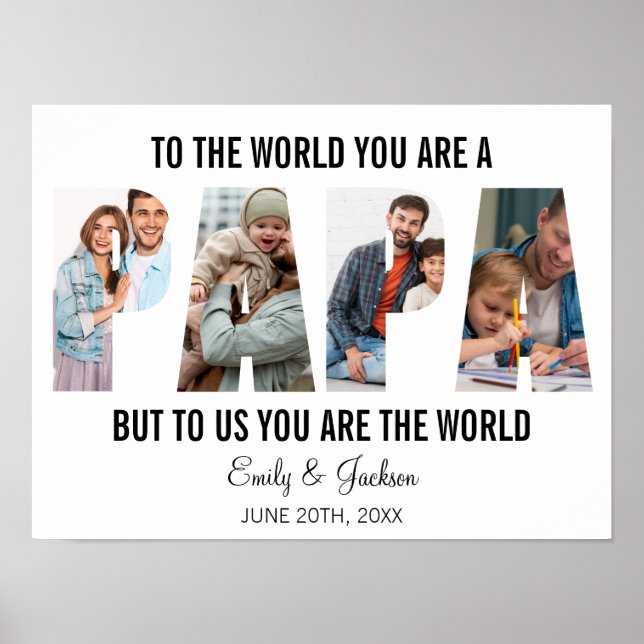 Papa Foto Collage Birthday Papa Present Daddy Poster (Vorne)