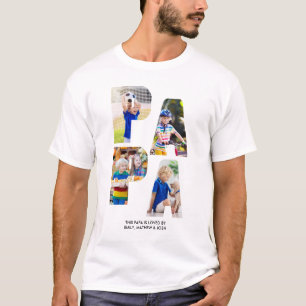 PAPA Foto Collage Grandkids Name Letter Cutout T-Shirt