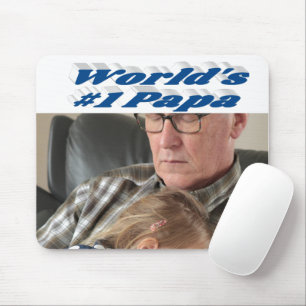 Papa-Foto mit blauem Meertext Mousepad