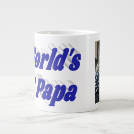 Papa-Foto mit blauem Text Jumbo-Tasse
