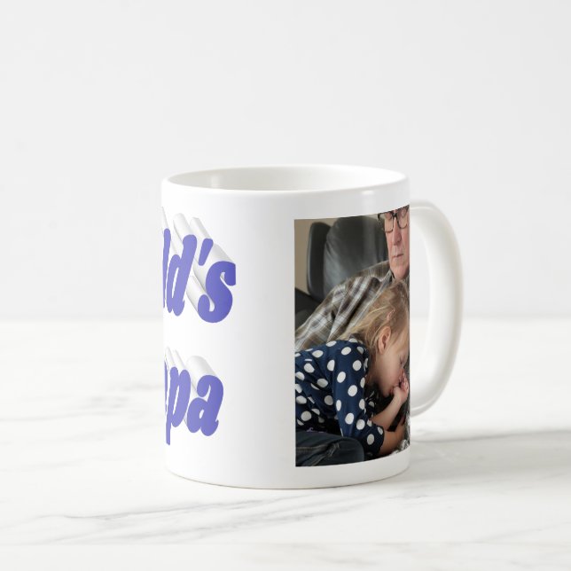 Papa-Foto mit blauem Text Kaffeetasse (VorderseiteRechts)