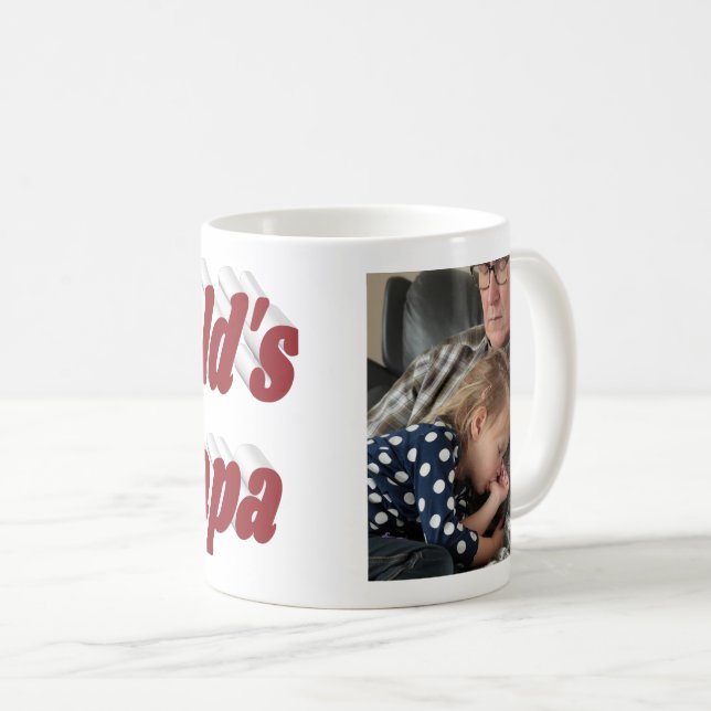 Papa-Foto mit bordeauxfarbenem Text Kaffeetasse (VorderseiteRechts)