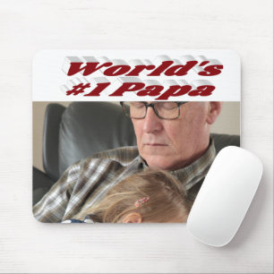 Papa-Foto mit bordeauxfarbenem Text Mousepad