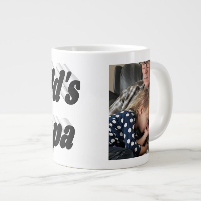 Papa-Foto mit schwarzem Text-Riesenkaffee-Tasse Jumbo-Tasse (Vorderseite Rechts)