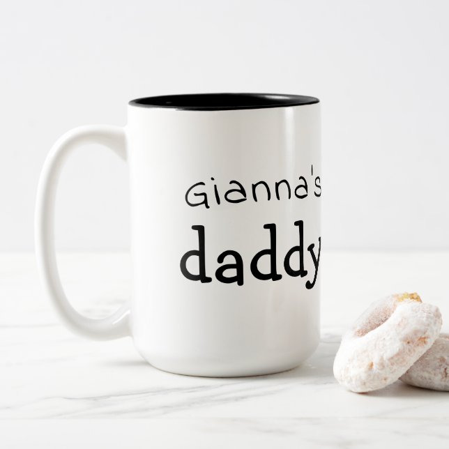 Papa Fun Personnalisé Noir Blanc Mug Deux Tons (Avec donut)