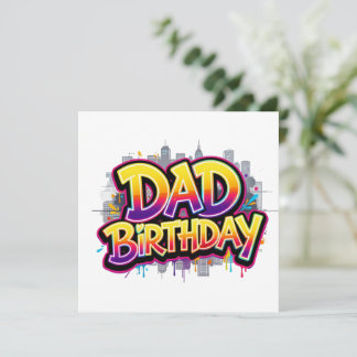 Papa Geburtstag Regenbogen Stadt Graffiti Einladung
