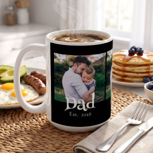 Papa gegründet Fette einfache Text + Foto Schwarz Kaffeetasse