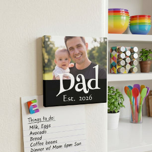Papa Gegründet Foto Schwarz Lustig Fett Einfach   Magnet