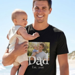 Papa Gegründet Foto Schwarz Lustig Fett Einfach T-Shirt