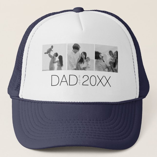 Papa Gegründetes Jahr Foto-Geschenke Moderner Vate Truckerkappe (Vorderseite)