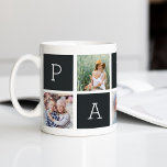 Papa | Großvater 5 FotoCollage Kaffeetasse<br><div class="desc">Erstellen Sie einen süßen Sake für einen geliebten Großvater diesen Vatertag oder Großelterntag mit diesem einfachen Design, das fünf Ihrer liebsten Quadrat- oder Instagram-Fotos enthält, in einem Collage-Layout mit abwechselnden Quadraten in Holzkohle schwarz angeordnet und "Papa" mit einer benutzerdefinierten Nachricht auf dem letzten Platz (mit "Wir Liebe Sie" gezeigt) ausschreibt....</div>