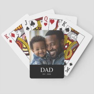 Papa gründete einfaches schwarzes Foto Spielkarten