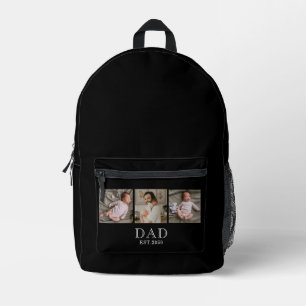Papa hat 3 Foto Schwarz gegründet Bedruckter Rucksack