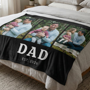 Papa hat Bold Modern Black 3 Foto gegründet Fleecedecke