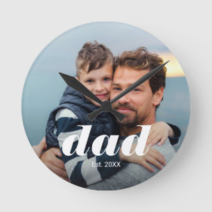 Papa hat eine fettweiße Typografie-Foto eingericht Runde Wanduhr