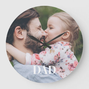 Papa hat Foto gegründet Große Wanduhr