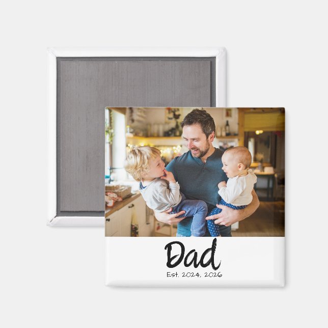 Papa hat Foto gegründet Magnet (Vorderseite/Rückseite)