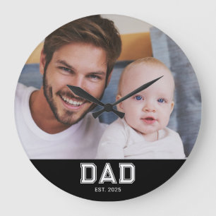 Papa hat modernes weißes fettes Foto rund eingeric Große Wanduhr