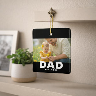 Papa hat Schwarz Weiß Bold Foto gegründet Keramikornament