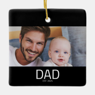 Papa hat Schwarz Weiß Fett Foto erstellt Keramikornament