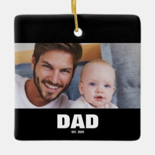 Papa hat Schwarz Weiß Fett Foto erstellt Keramikornament