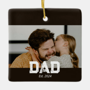 Papa hat schwarz-weiß-fettem Foto gegründet Keramikornament