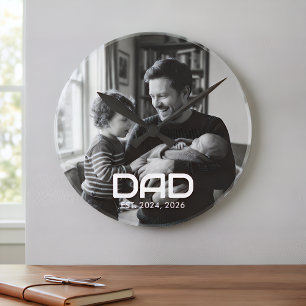 Papa hat Schwarz-Weiß-Foto mit Stil eingerichtet Runde Wanduhr