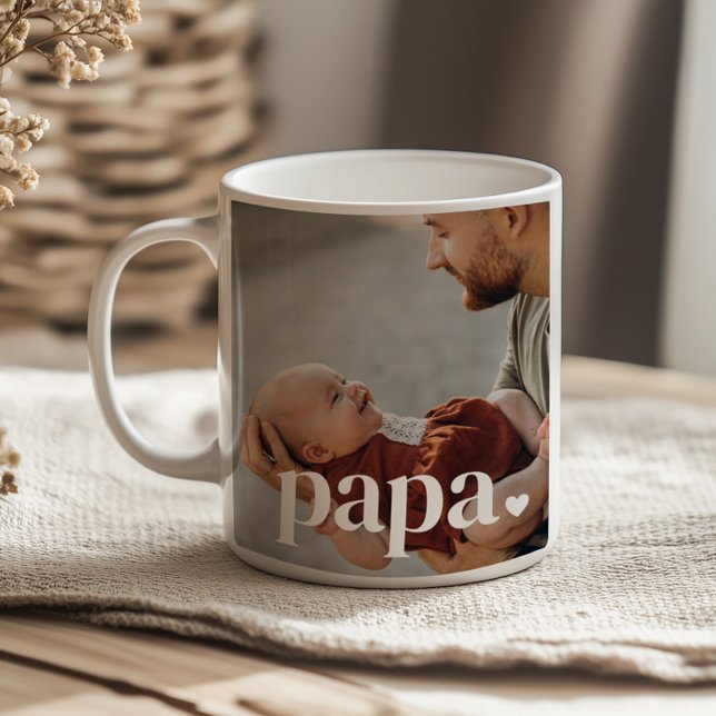 Papa Heart - Erstes Foto des Vaters Kaffeetasse (Zazzle Papa Heart - First Father's Day Photo  Coffee Mug (Front))