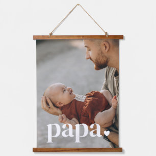 Papa Heart - Erstes Foto des Vaters Wandteppich Mit Holzrahmen