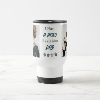 Papa héros | Tasse de voyage personnalisée avec ph