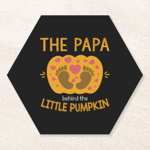 Papa Hinter Pumpkin Little Herbst Baby Reveal Untersetzer
