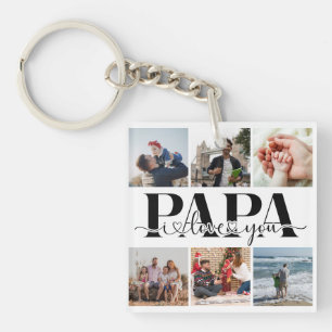 Papa I Liebe Sie benutzerdefinierte FotoCollage Schlüsselanhänger