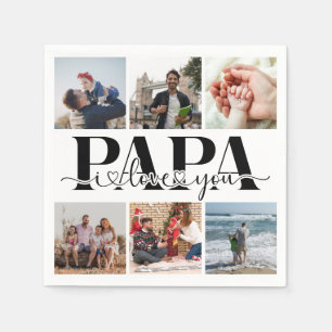 Papa I Liebe Sie benutzerdefinierte FotoCollage Serviette