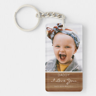 Papa I Love You Rustic Wood Effect Porte - clé ph