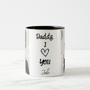 Papa, ich Liebe dich   Personalisierte Fotos Schwa Zweifarbige Tasse
