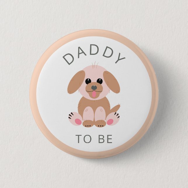 Papa ist ein neutraler junger Papa-Welpe mit Kinde Button (Vorderseite)