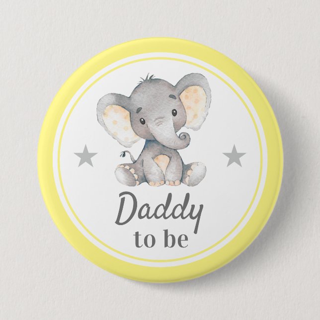 Papa ist eine junge Papa Yellow Elephant Baby Dusc Button (Vorderseite)