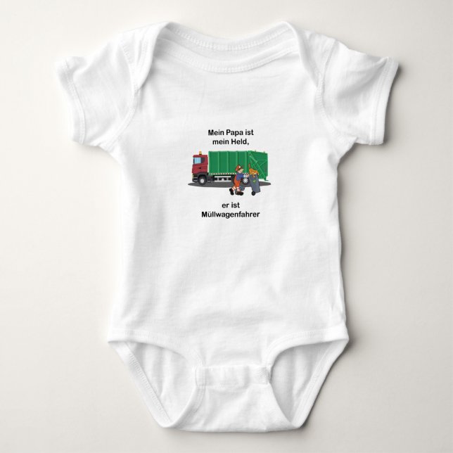 Papa ist mein Hero Garbage Truck Fahrer Baby Strampler (Vorderseite)