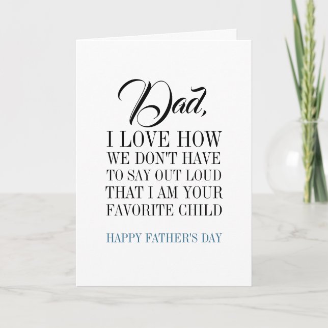 Papa, je suis votre carte de Fête des pères préfér (Devant)