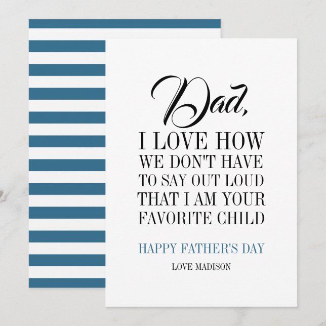 Papa, je suis votre carte de Fête des pères préfér (Devant / Derrière)