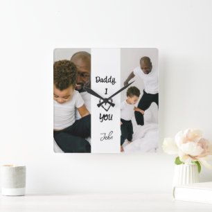 Papa, je t'aime Horloge murale photo personnalis