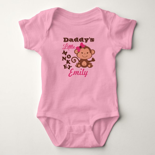 Papa-Kleiner Affenrosa-Bodysuit mit Tutu Baby Strampler (Vorderseite)