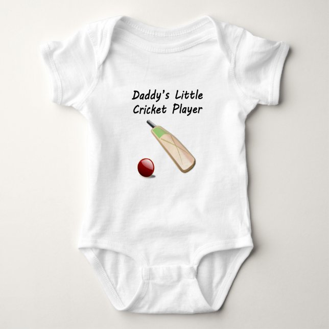 Papa-Kleiner Cricket-Spieler Baby Strampler (Vorderseite)