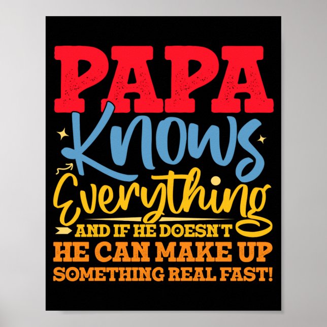 Papa Know Everything Fathers Day Cool Father Funny Poster (Vorne)